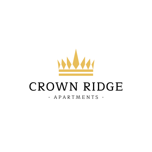 A logo for Crown Ridge Apartments featuring a stylized crown above the company name.
